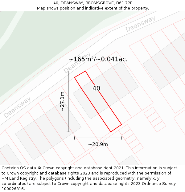40, DEANSWAY, BROMSGROVE, B61 7PF: Plot and title map