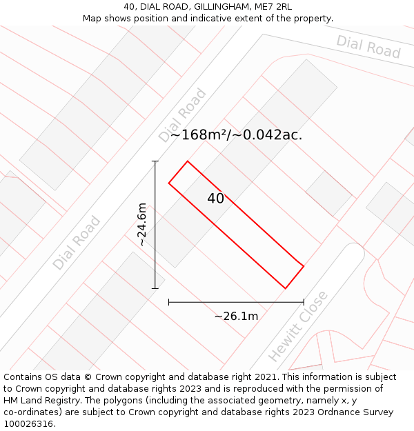 40, DIAL ROAD, GILLINGHAM, ME7 2RL: Plot and title map