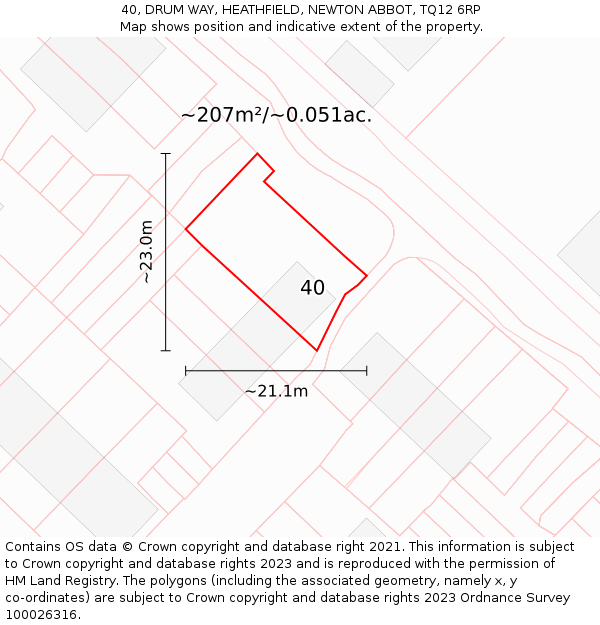 40, DRUM WAY, HEATHFIELD, NEWTON ABBOT, TQ12 6RP: Plot and title map