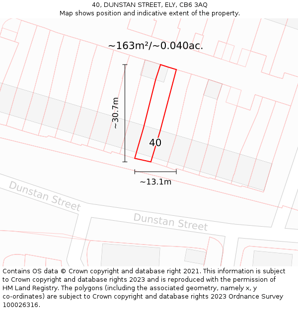 40, DUNSTAN STREET, ELY, CB6 3AQ: Plot and title map
