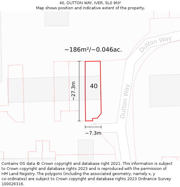 40, DUTTON WAY, IVER, SL0 9NY: Plot and title map