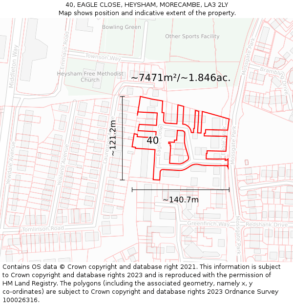 40, EAGLE CLOSE, HEYSHAM, MORECAMBE, LA3 2LY: Plot and title map