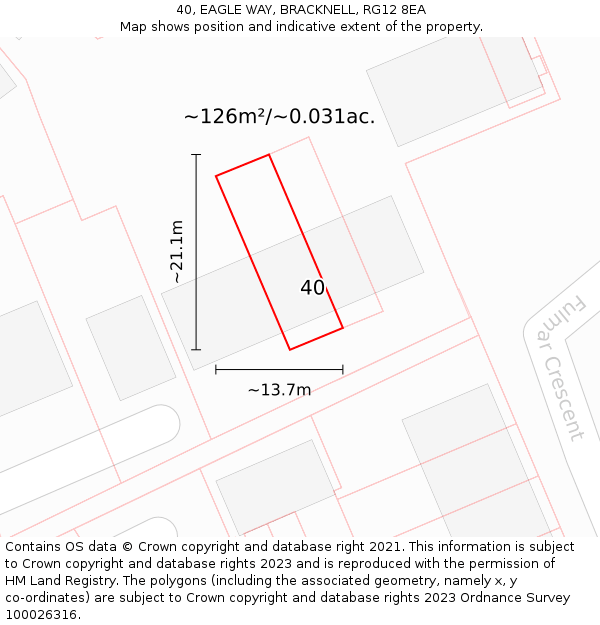 40, EAGLE WAY, BRACKNELL, RG12 8EA: Plot and title map