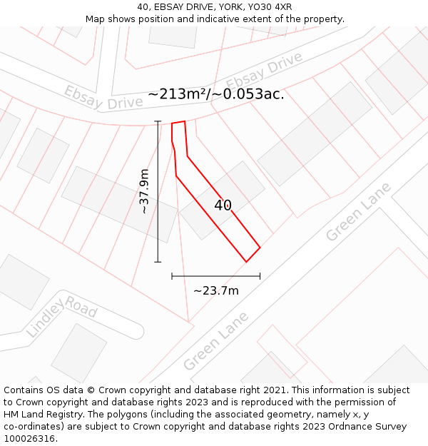 40, EBSAY DRIVE, YORK, YO30 4XR: Plot and title map