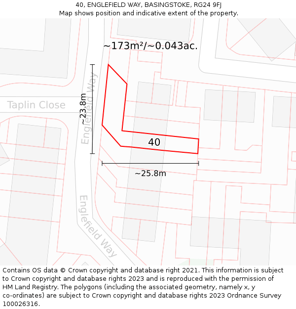 40, ENGLEFIELD WAY, BASINGSTOKE, RG24 9FJ: Plot and title map
