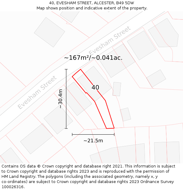 40, EVESHAM STREET, ALCESTER, B49 5DW: Plot and title map