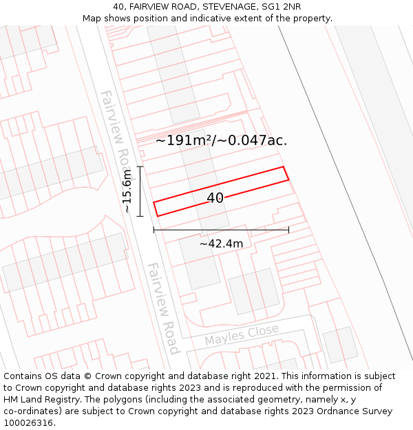 40, FAIRVIEW ROAD, STEVENAGE, SG1 2NR: Plot and title map