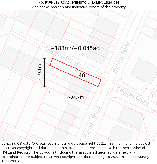 40, FARNLEY ROAD, MENSTON, ILKLEY, LS29 6JN: Plot and title map