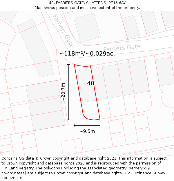 40, FARRIERS GATE, CHATTERIS, PE16 6AY: Plot and title map