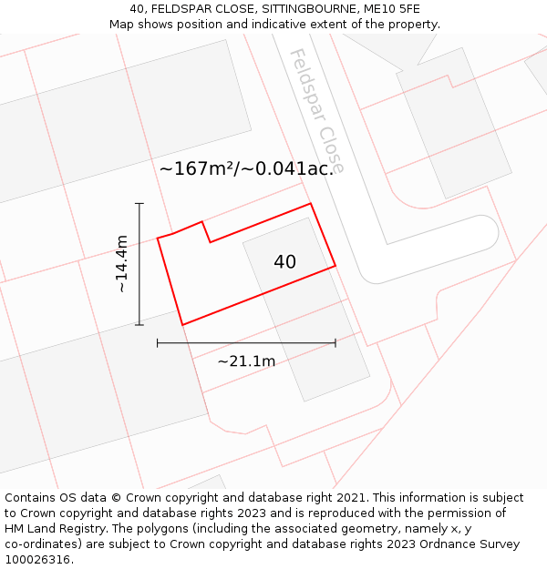 40, FELDSPAR CLOSE, SITTINGBOURNE, ME10 5FE: Plot and title map