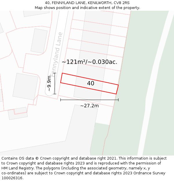 40, FENNYLAND LANE, KENILWORTH, CV8 2RS: Plot and title map