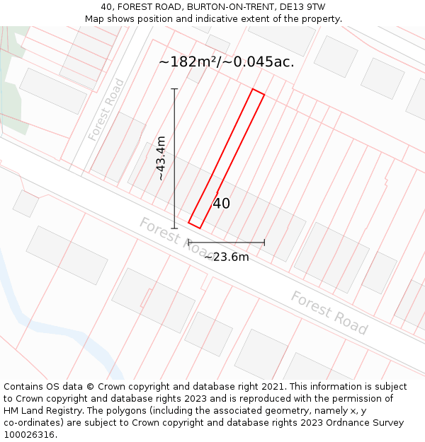 40, FOREST ROAD, BURTON-ON-TRENT, DE13 9TW: Plot and title map