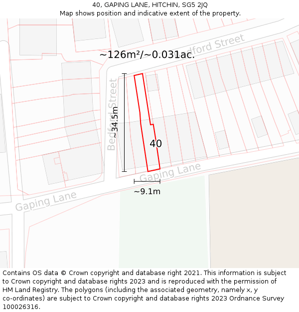 40, GAPING LANE, HITCHIN, SG5 2JQ: Plot and title map