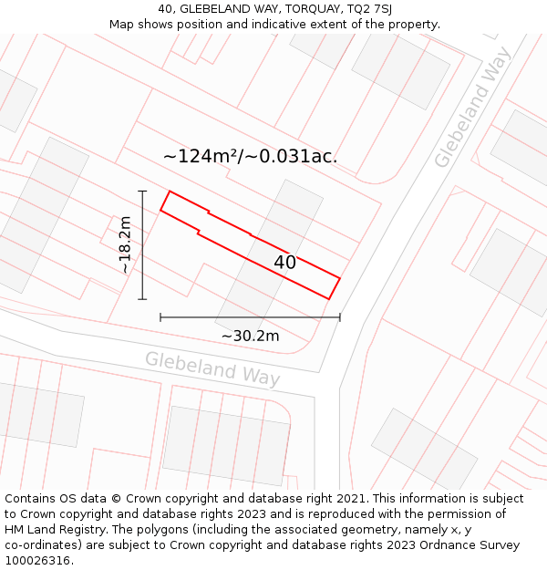 40, GLEBELAND WAY, TORQUAY, TQ2 7SJ: Plot and title map