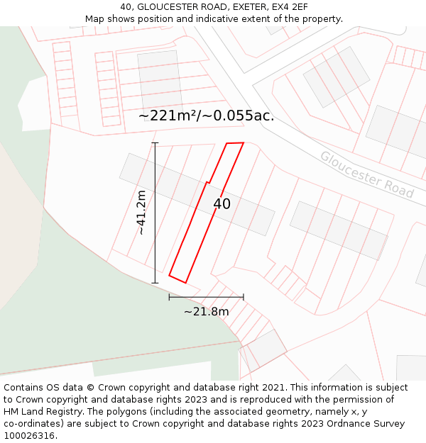40, GLOUCESTER ROAD, EXETER, EX4 2EF: Plot and title map