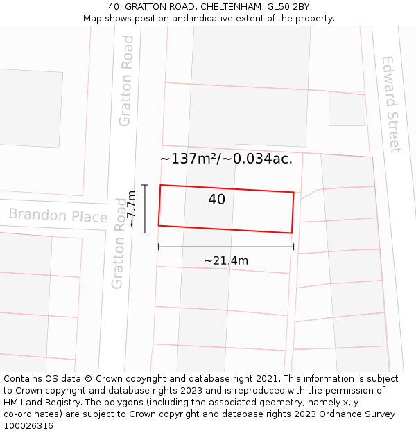 40, GRATTON ROAD, CHELTENHAM, GL50 2BY: Plot and title map