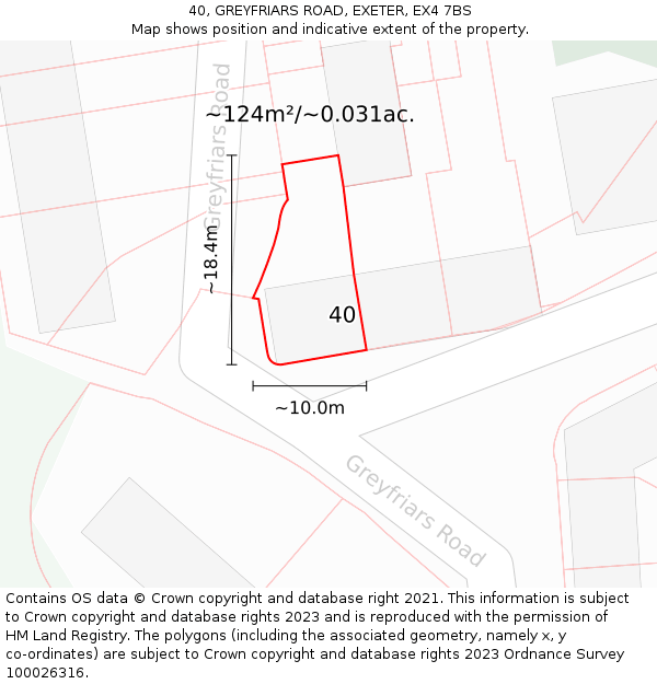 40, GREYFRIARS ROAD, EXETER, EX4 7BS: Plot and title map