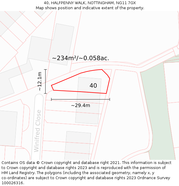40, HALFPENNY WALK, NOTTINGHAM, NG11 7GX: Plot and title map