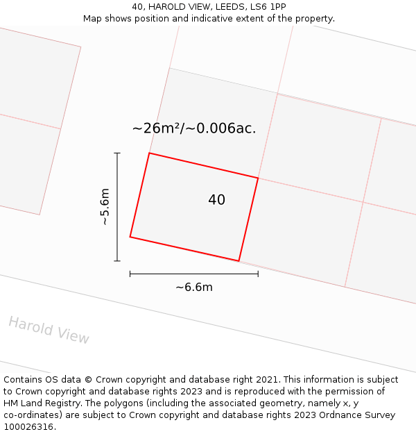 40, HAROLD VIEW, LEEDS, LS6 1PP: Plot and title map