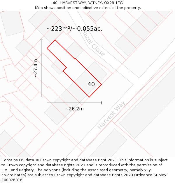 40, HARVEST WAY, WITNEY, OX28 1EG: Plot and title map