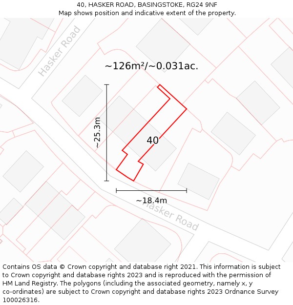 40, HASKER ROAD, BASINGSTOKE, RG24 9NF: Plot and title map