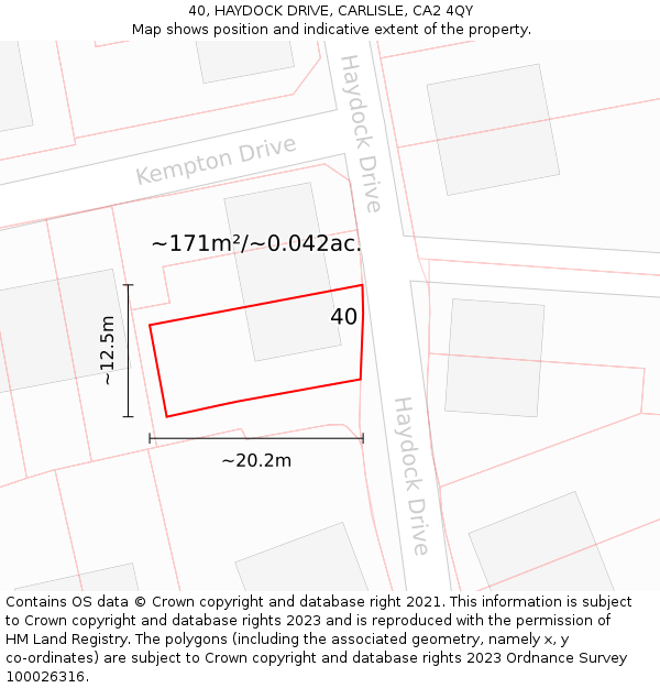 40, HAYDOCK DRIVE, CARLISLE, CA2 4QY: Plot and title map