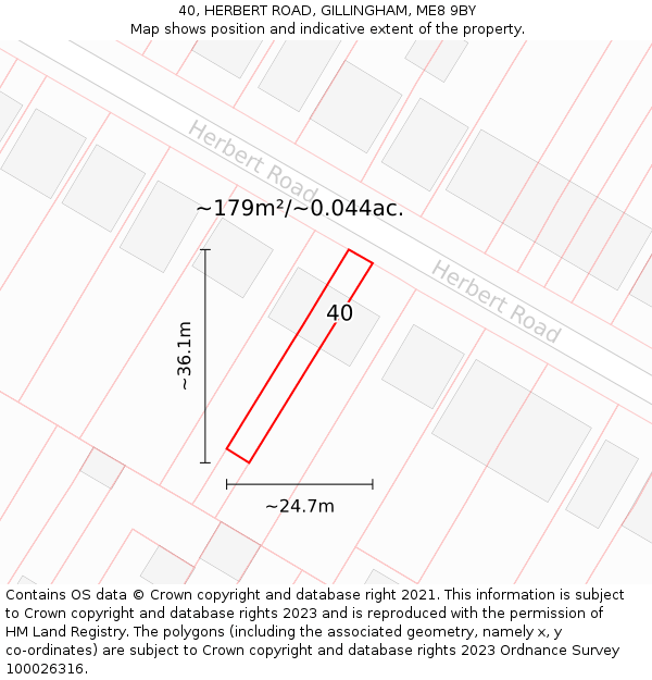 40, HERBERT ROAD, GILLINGHAM, ME8 9BY: Plot and title map
