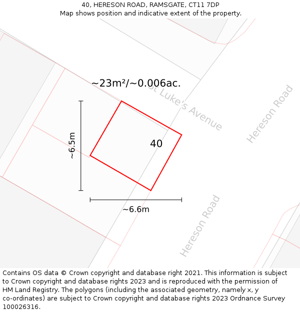 40, HERESON ROAD, RAMSGATE, CT11 7DP: Plot and title map