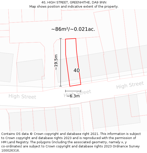 40, HIGH STREET, GREENHITHE, DA9 9NN: Plot and title map