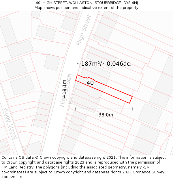 40, HIGH STREET, WOLLASTON, STOURBRIDGE, DY8 4NJ: Plot and title map