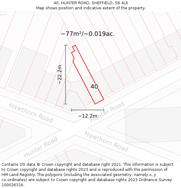 40, HUNTER ROAD, SHEFFIELD, S6 4LE: Plot and title map