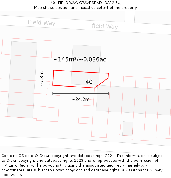 40, IFIELD WAY, GRAVESEND, DA12 5UJ: Plot and title map