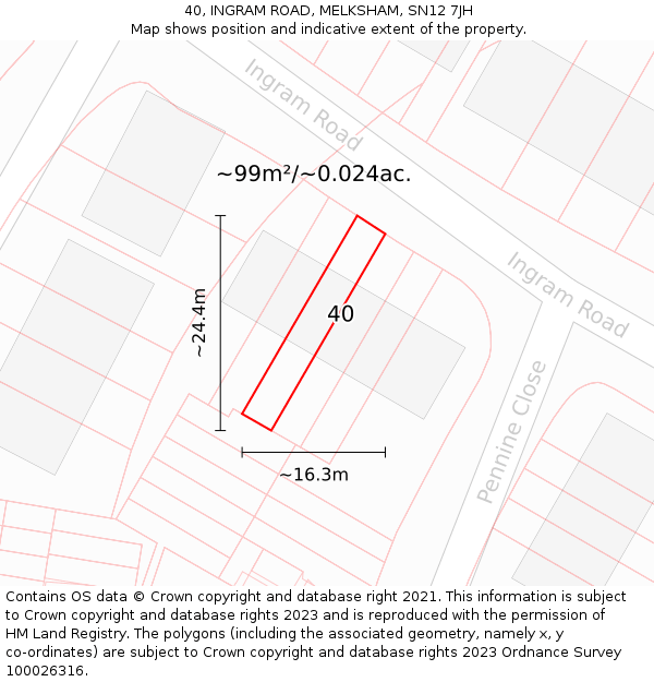 40, INGRAM ROAD, MELKSHAM, SN12 7JH: Plot and title map