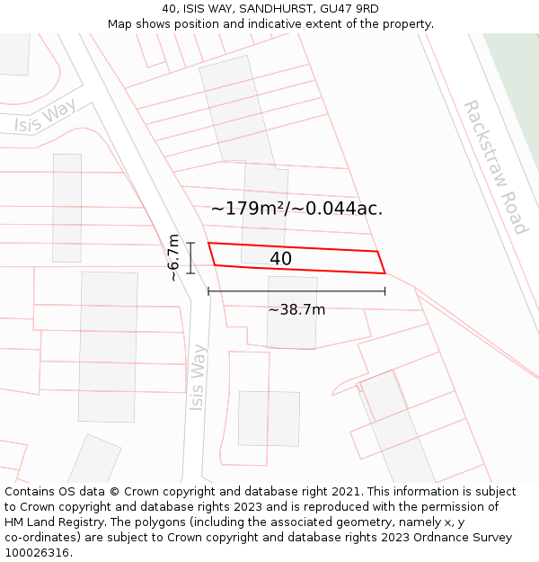 40, ISIS WAY, SANDHURST, GU47 9RD: Plot and title map