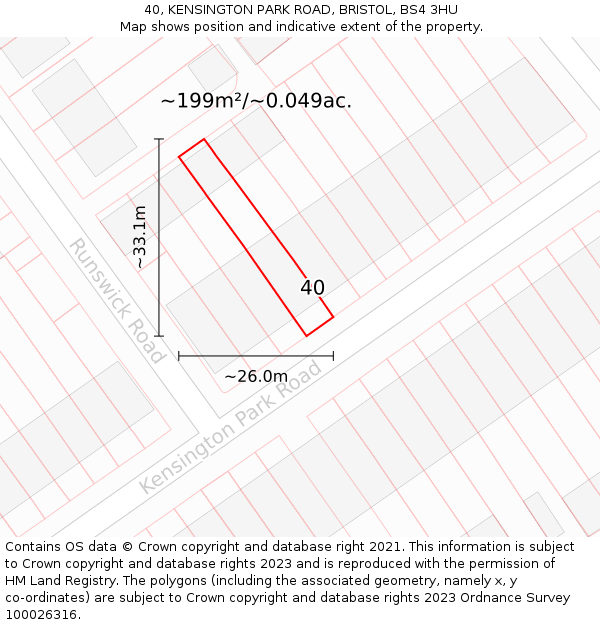 40, KENSINGTON PARK ROAD, BRISTOL, BS4 3HU: Plot and title map