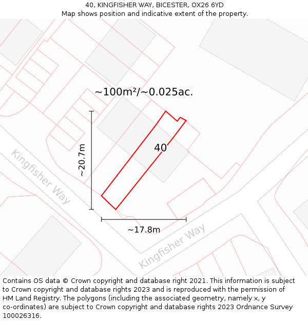 40, KINGFISHER WAY, BICESTER, OX26 6YD: Plot and title map