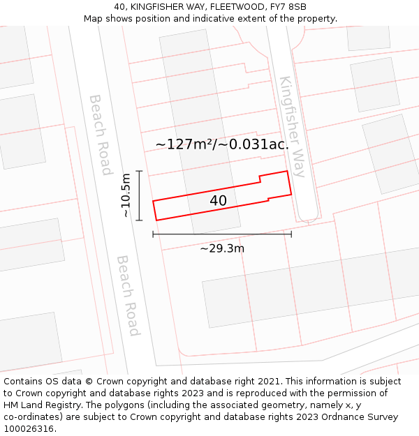40, KINGFISHER WAY, FLEETWOOD, FY7 8SB: Plot and title map