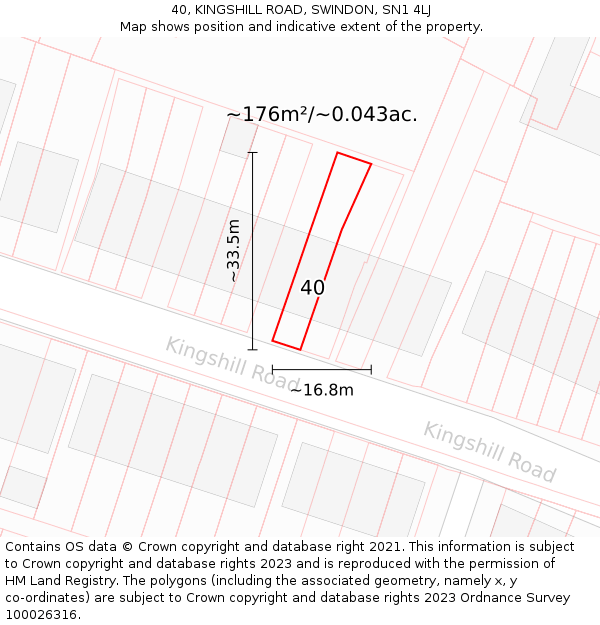 40, KINGSHILL ROAD, SWINDON, SN1 4LJ: Plot and title map