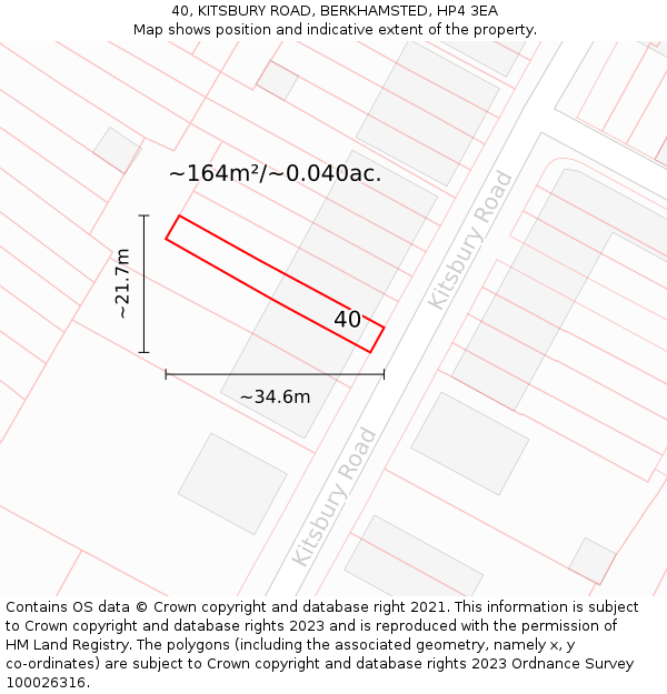 40, KITSBURY ROAD, BERKHAMSTED, HP4 3EA: Plot and title map