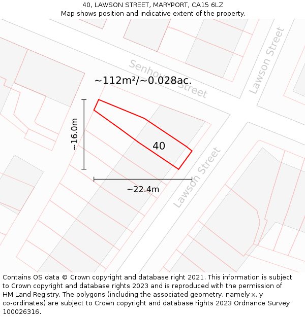40, LAWSON STREET, MARYPORT, CA15 6LZ: Plot and title map