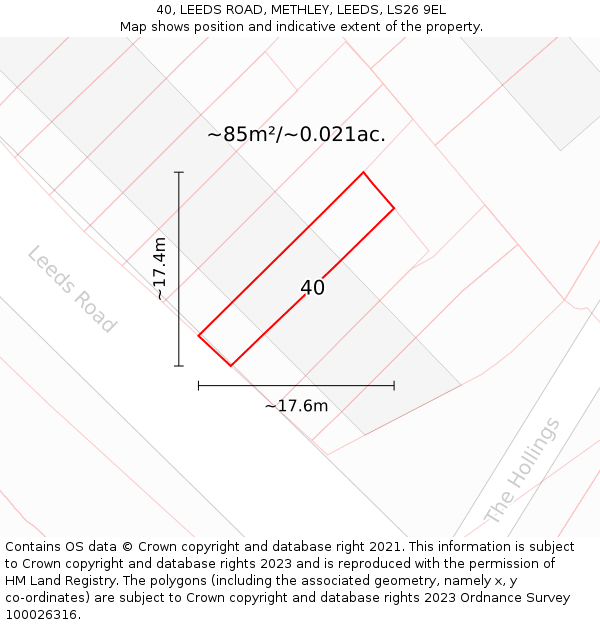 40, LEEDS ROAD, METHLEY, LEEDS, LS26 9EL: Plot and title map