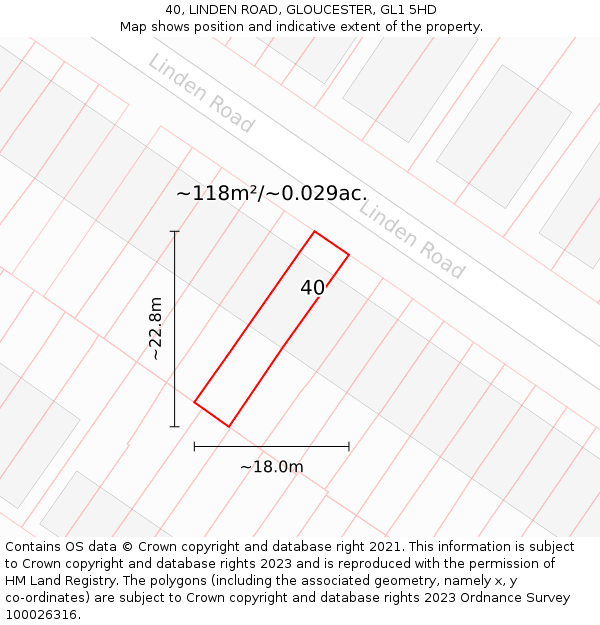 40, LINDEN ROAD, GLOUCESTER, GL1 5HD: Plot and title map