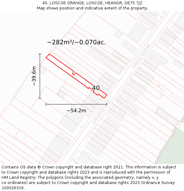 40, LOSCOE GRANGE, LOSCOE, HEANOR, DE75 7JZ: Plot and title map