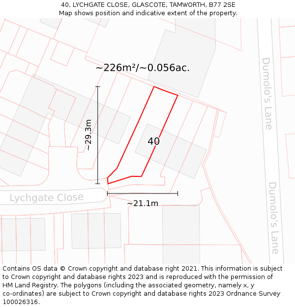 40, LYCHGATE CLOSE, GLASCOTE, TAMWORTH, B77 2SE: Plot and title map