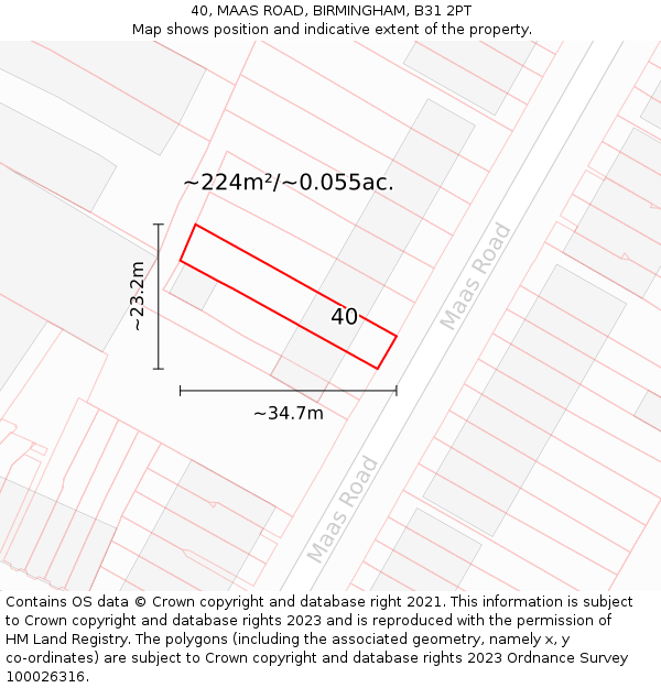 40, MAAS ROAD, BIRMINGHAM, B31 2PT: Plot and title map