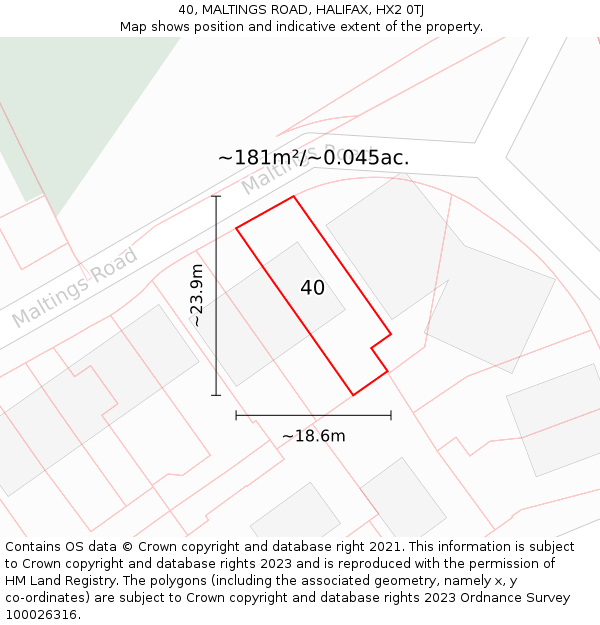 40, MALTINGS ROAD, HALIFAX, HX2 0TJ: Plot and title map