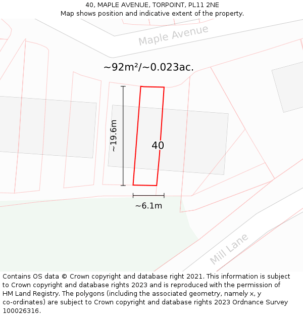 40, MAPLE AVENUE, TORPOINT, PL11 2NE: Plot and title map