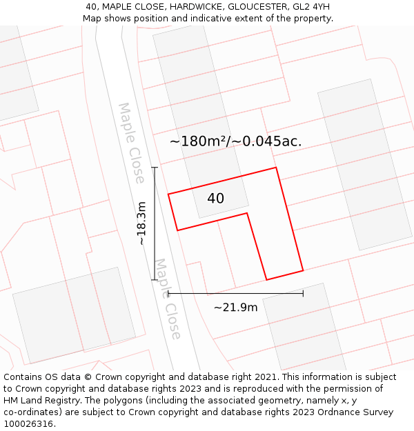 40, MAPLE CLOSE, HARDWICKE, GLOUCESTER, GL2 4YH: Plot and title map