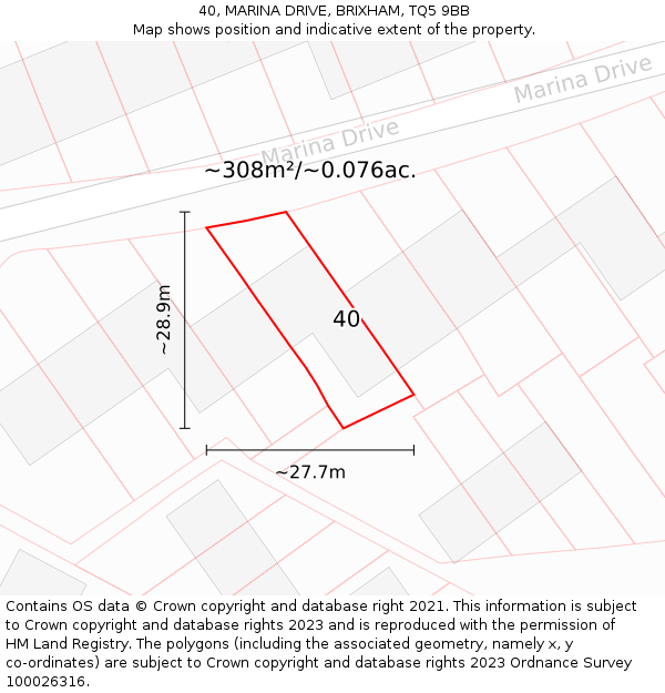 40, MARINA DRIVE, BRIXHAM, TQ5 9BB: Plot and title map