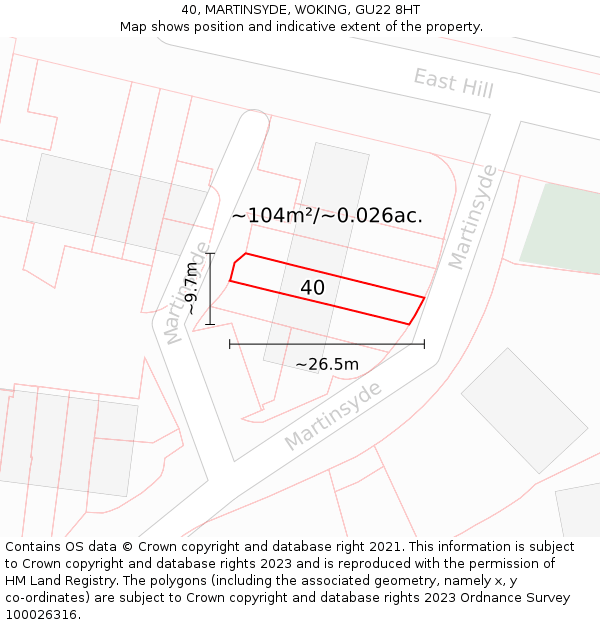 40, MARTINSYDE, WOKING, GU22 8HT: Plot and title map